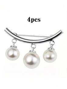 4/2pcs Pearl Waist Cincher Brooch, Gold And Silver Non-Slip Waist Clip For Dress, Shirt, Pants - Multicolor - View 8
