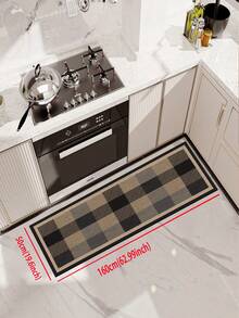 1 Pc Black-Brown Checkered Pattern Kitchen Mat, 3.5 Mm Soft Rubber That Absorbs Water And Is Easy To Clean. Suitable For Corridors, Bathrooms, Living Rooms, Outdoor Door Mats, And Toilets. Useable Throughout The Year And For Various Holidays. - Multicolor - View 18