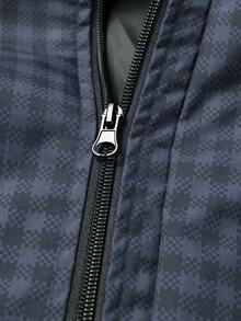 All-Over Plaid Textured Hooded Functional Jacket, Lightweight Long Sleeve Layering Jacket For Cycling, Hiking, Commuting, Casual Wear, Spring And Autumn - Blue - View 5