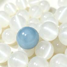 DIY Healing Beads Bracelet Making Kit, 8mm White Cat's Eye & Aquamarine Beads With Moon Star Charms, Quiet Luxury Soft Aesthetic Stackable Daily Wear, Beginner‑Friendly Jewelry Supplies, Stress Relief & Inner Peace, Perfect Gift For Women DIY Lovers - White - View 10