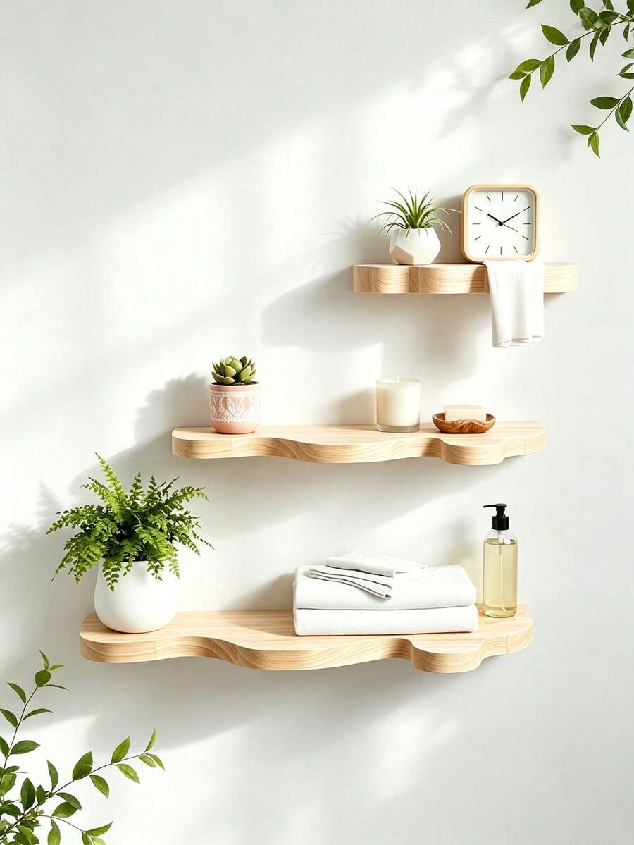 Small Floating Wall Shelf, Vintage Farmhouse Style Wall Decor, Kitchen Storage & Living Room Decoration, Windowsill Plant Stand, Bedroom & Entryway Organizer - View 1