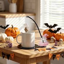 1/4pcs Fun Halloween Tea Bag Hanger With Witch Hat, Black Cat, Skull, And Ghost Designs; Suitable For Cafes, Kitchens, Table Decorations, And Party Favors. - Multicolor - View 2