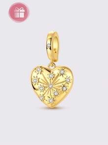 1 Pezzo Ciondolo a Forma di Cuore Apribile & Chiusurabile con Stelle Brillanti e Intarsio di Zirconi Cubici, Adatto per Bracciale & Collana Originale, Regalo Fai-da-Te per Donne - Multicolore - Visualizzare 14