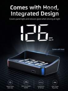 XF.Meraki Car Head-Up Display, Car Screen Projector, Windshield Speed Projection HUD With Speedometer, Auto Light Sensing, MPH Speed Unit Display, Suitable For All Car Models, Car Accessories - Heads-up Display - View 5