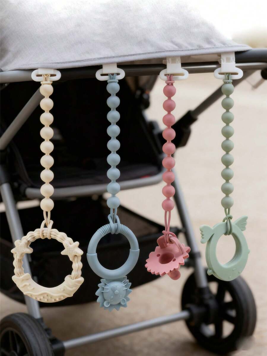 Baby Pacifier Clip Chain Set With Storage Box, Silicone Beads Pacifier Clip, Integrated Silicone Lanyard, Fruit & Vegetable Anti-Drop Pacifier Chain, Teething Toy Pacifier Chain, Suitable For Infants 9 Months And Above, Creative And Unique Pacifier Chain - Multicolor - View 1