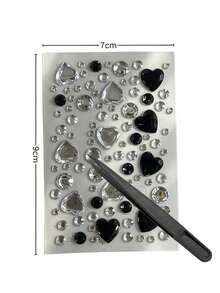 1 Set Heart-Shaped Rhinestone & Faux Pearl Decorative Stickers, Gemstone Luster Texture, High Transparency Clear Base, Removable Adhesive Backing, Suitable For Gift Boxes & Ornament Decoration, Luxurious Gemstone Style Decorative Accessories - 3D Heart Diamond - View 8