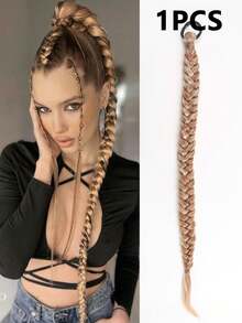 32 Inch Braid Hair Extensions, Hand-Woven Fishbone Braid Synthetic Hair With Soft Scrunchie, Suitable For Daily Use - Multicolor - View 13