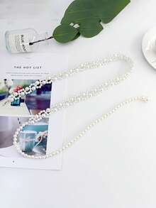 1 Piece Of Bridal Multi-Layer Faux Pearl Belt Waist Chain Wedding Decoration Waist Chain - White - View 5