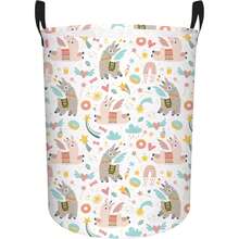 1pc Black & White Cow Print Foldable Storage Basket, Rectangular & Round Fabric Storage Box With Handle, Suitable For Home Farmhouse Style Organization & Decor, Bedroom, Living Room, Closet - Multi-color Alpaca Style - View 9