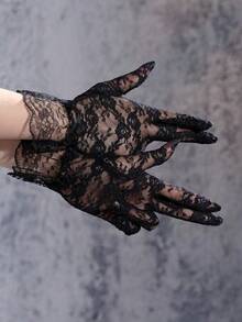 1 Paar neue Damen sexy Mode dunkler Stil Partykleid Rosen Spitze Handschuhe - Verschiedenfarbig - Übersicht 9