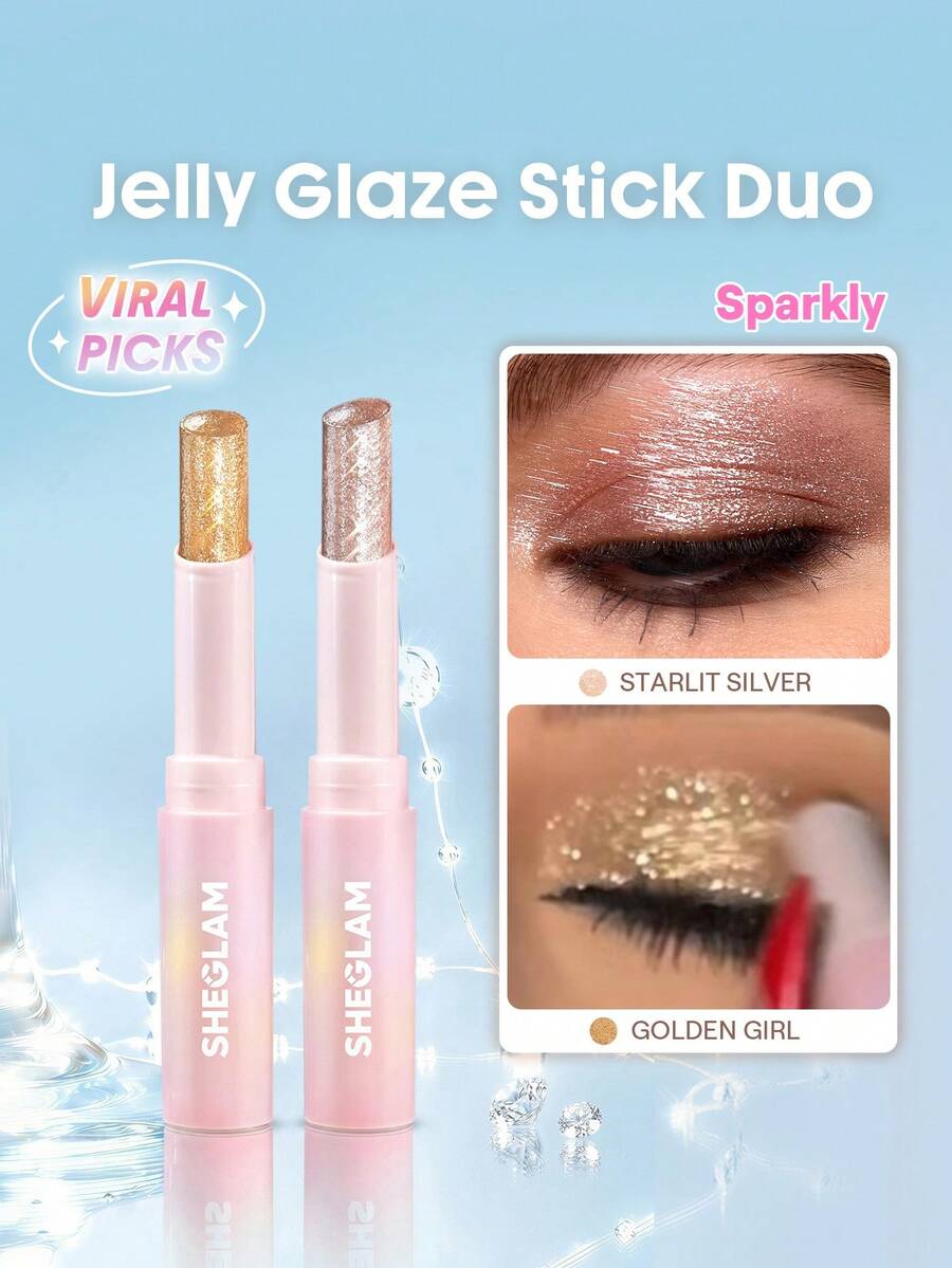 SHEGLAM [2Pcs] Crystal Jelly Topper Bundle Set - Starlit Silver+Golden Girl - View 1