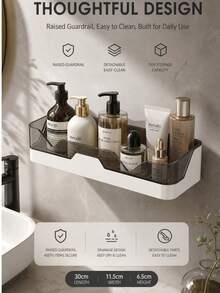 Drill-Free Wall Shelf, Self-Adhesive Storage Rack, Bathroom Sink Organizer, Shower Hanging Rack With Drainage Holes, Suitable For Kitchen, Laundry Room And Pantry Under Sink Use - Multicolor - View 5