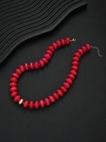 1/2pcs Fashion Minimalist Exaggerated Colorful Bohemian Chunky Beaded Necklace, Women's Summer Beach Vacation Date Party Holiday Birthday Gift, Daily Versatile (Slight Color Difference) - Multicolor - View 4