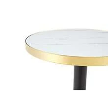 Modern Round Side Table With A Gold Stainless Steel Frame, Marble-Effect Top For Living Room, Luxury Side Table With A Sturdy Base. - White + MDF - 查看 6