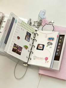 M5 Transparent Loose-Leaf Binder Sticker Storage Book Soft Cover Planner PVC Transparent Replaceable Inner Pages Portable Loose-Leaf Folder Suitable For Photo Album Scrapbook Sticker Planner Notebook Savings Book Game Card Storage And Other Stationery Supplies - M5 - View 4