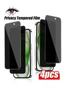4pcs Full Screen Privacy Tempered Glass Screen Protector, Anti-Peeping, Anti-Collision, Anti-Scratch, Anti-Fingerprint, Strong Adhesion, Not Easy To Fall Off, Compatible With IPhone7/8/X/XR/11/12/13/14/15/16/16e/17/17 Air/17 Pro/17 Pro Max/18 Pro/18 Pro Max/Ultra Phone Accessories. Easy To Install, Compatible With Most Phone Cases. - Black - View 27