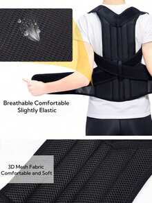 1pc Posture Support Belt, Adjustable Premium Posture Corrector | Classic Basic Style, Unisex Back Support Belt For Posture Improvement - Black - View 8