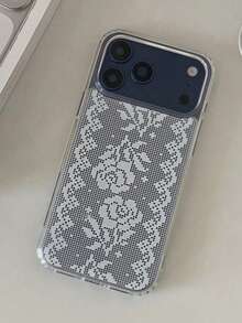 Elegant Romantic Lace Floral Soft Transparent Phone Case, Compatible With IPhone 17 Pro Max 17 Pro 17 16 Pro Max 16 Pro 16 15 14 13 12 ProMax 11, Fashionable Transparent Shockproof Protective Cover - Lace Flowers - View 2
