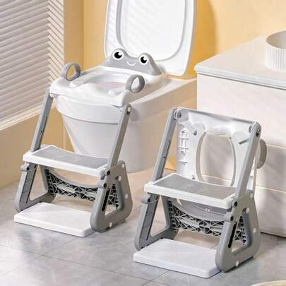 3-In-1 Children's Toilet Training Seat Toilet, Foldable Step Toilet With Anti Slip Footstool - Adjustable Height, The Perfect Gift For Toilet Training