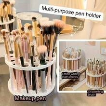 Plastic Round Hole Paint Brush Holder And Organizer - Rack Holds Paintbrushes, Makeup Cosmetic Brushes, Pencils, Pens, Markers, Art Tools, Desk Stand - A - View 4