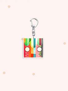 1/6Pcs Minimal Dandy's World Cute Bag Charms, Geometric Color Block Kawaii Portrait Key Ring Car Accessories Gift For Fans Suitable As Birthday, Halloween, Back To School Gifts - Multicolor - View 14
