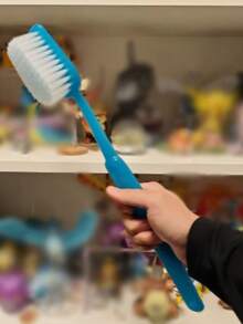 1pc Soft Bath Brush, Oversized Toothbrush Shaped Body Scrubber, Soft Bristle Back Scrubbing Brush, Gentle Exfoliation, Exquisite Bathroom Decor, Fun Home Cleaning Brush - Multicolor - View 13