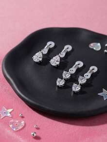Adjustable Fake Nipple Rings Faux Nipple Dangles With Heart,Peal,Clear Rhinestones,Non Piercing Nipple Jewelry,Fake Nipple Piercings Valentines - Multicolor - View 1
