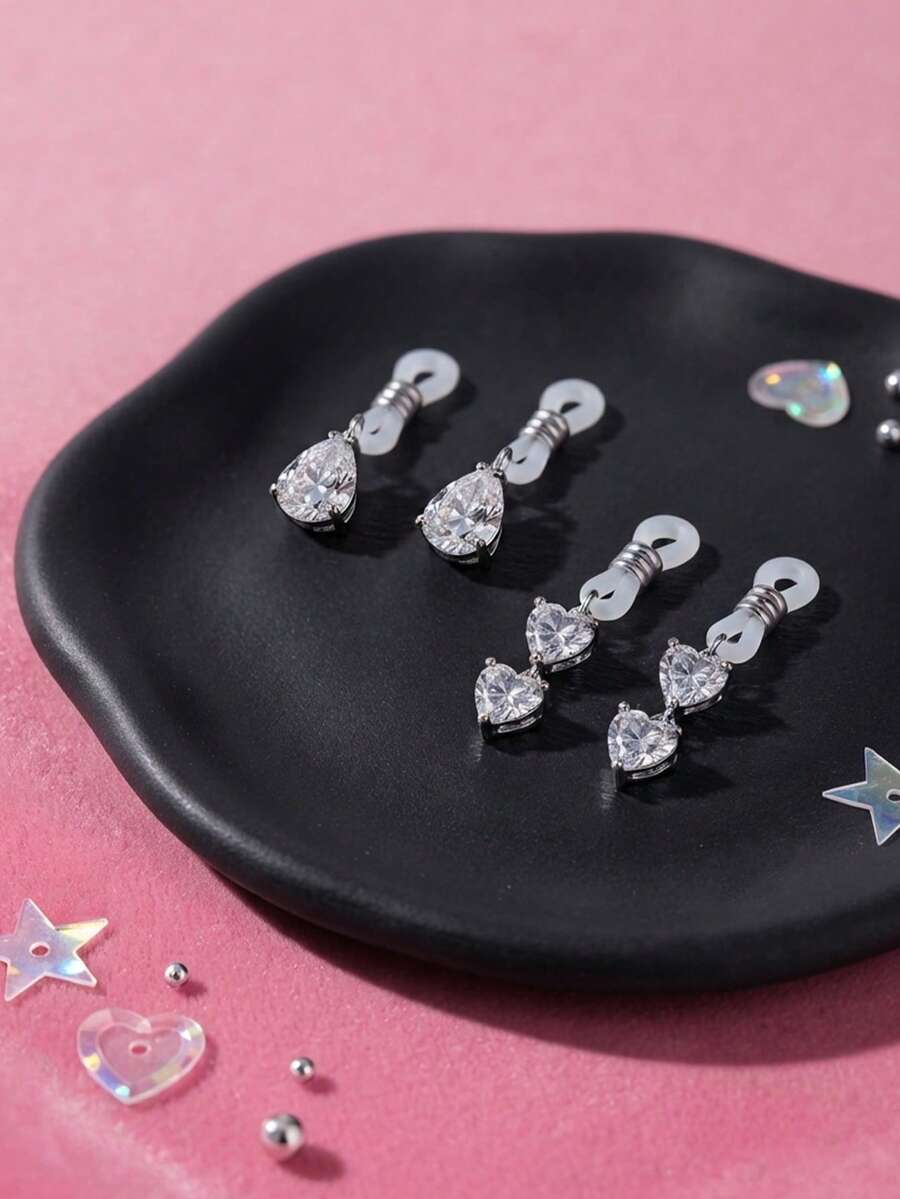 Adjustable Fake Nipple Rings Faux Nipple Dangles With Heart,Peal,Clear Rhinestones,Non Piercing Nipple Jewelry,Fake Nipple Piercings Valentines - Multicolor - View 1