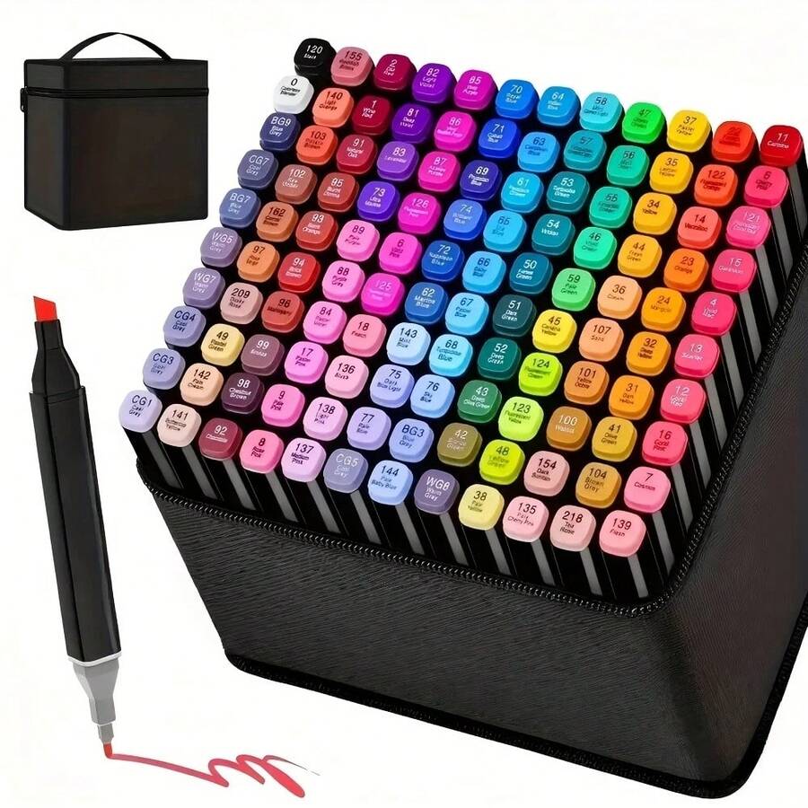 80 Colors Marker Set, Dual Tip Oblique And Fine Line Sketching Art Markers, Adult Coloring Book Coloring, Painting, Sketching, Blending And Sketching Art Supplies Set - Sets - View 1