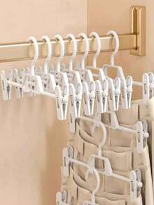 1/5/10pcs Pants Hanger, Pants Rack, Seamless Non-Slip Expandable Closet Storage Rack, Pants Clips, Decoration, Holiday Decor, Room Decor, Home Decor, Bedroom Decor, Skirt, Jeans, Boots, Skirt - White - View 6