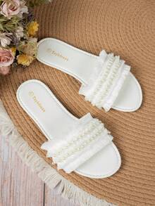 Sandalias de mujer de talla grande con diseño de alta gama nuevo de verano, multicolor, multiusos, cómodas, de moda y con caja de dedos ancha - Blanco - Ver 5