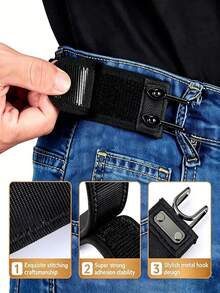 Unisex Buckle-Free Belt Hook, Tactical Metal Hook Elastic Belt, Unisex Buckle-Free Invisible Belt, Suitable For Work And EDC Use, Convenient And Fast - Black - View 2
