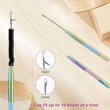 Hair Extension Tool Kit - Silicone Micro Beads, Stainless Steel Beads Plier, Metal Bead Threader And Needle Pulling Hook For Beading Hair Extensions, Girls Cosplay Party Hair Styling Tool - View 2