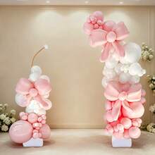 RibasuBB Adjustable Balloon Arch Kit For Weddings, Parties & Events - Durable Aluminum-Plastic Frame, Easy DIY Setup With Balloon Clips, Water Bags & Pump, Golden-White Color - A - View 1