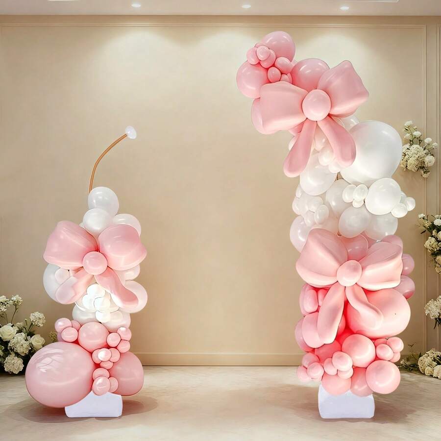 RibasuBB Adjustable Balloon Arch Kit For Weddings, Parties & Events - Durable Aluminum-Plastic Frame, Easy DIY Setup With Balloon Clips, Water Bags & Pump, Golden-White Color - A - View 1