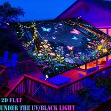1pc QD_VIVIOS UV Glow-In-The-Dark Tent Fabric, Suitable For Beach Camping, Portable Lightweight Polyester Canopy With Colorful Butterfly And Forest Floral Pattern, Easy To Assemble Sunshade (Frame Not Included) - A - View 7