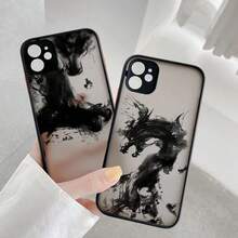 Dragon Pattern Ink Brush Painting Phone Case For IPhone X XR XS 16 15 Plus 17 Pro Max 16 15 12 13 14 11 Pro Max Back Cover Funda - 黑色長款 6 - 查看 7