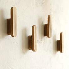 4pcs Rustic Wooden Wall Hooks, Easy Installation, Handmade Entryway/Bedroom/Bathroom Coat Rack, Charming Home Decor Storage Hooks - Multicolor - View 2