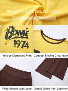 BADDIE REALM Set Pakaian Dalam Wanita 2 Potong Motif Huruf Elastis untuk Sehari-hari - Kuning - View 8