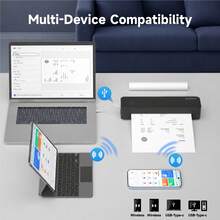ORICO New Upgraded MT80 Portable Thermal Printer, Inkless Thermal Printer, A4 Thermal Printer, Includes: 1 Roll A4 Thermal Paper/200 Sheets Thermal Folding Paper, Built-In Adjustable Paper Tray/Slot, Can Print Various Documents - Multicolor - View 2