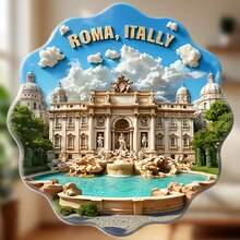 Trevi Fountain Wishing Pool And Baroque Splendor Under Roman Skies Magnet Where Every Tossed Coin Whispers A Promise Of Return Keepsake For All Metal Surfaces Throughout The Home - A - View 6