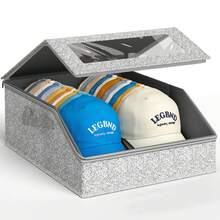 1pc Sturdy Baseball Cap Storage Box, Can Hold Up To 24 Hats, Transparent Hat Organizer Box, Suitable For Closet And Bedroom, Large Hat Box With Cardboard Lining. - Multicolor - View 12