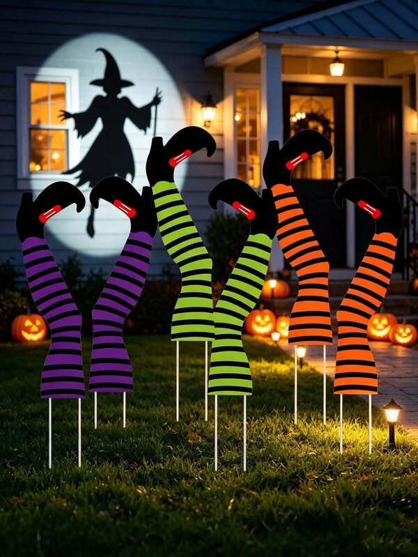 6/2 Buah Pasak Halaman Halloween, Pasak Halaman Kaki Penyihir Halloween, Dekorasi Liburan Luar Ruangan Plastik, Dekorasi Halaman Kaki Penyihir Cocok Untuk Pesta Halloween, Taman Teras dan Halaman, Dekorasi Musim Gugur Halloween Luar Ruangan, Dekorasi Halloween
