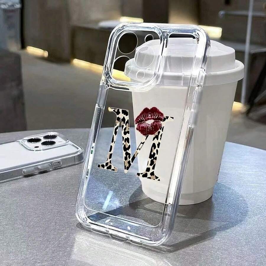 Leopard Letter Red Lips Clear Phone Case For IPhone 17 16 Plus 15 Pro Max 14 Pro 13 12 11 X XS XR 7 8 Plus 16E 17 Air Soft Cover - T18958 - 查看 1