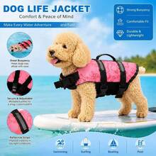 1PC Dog Life Jacket, Adjustable Chest And Neck Circumference, Tear-Resistant Dog Life Vest, Suitable For Small And Medium-Sized Dogs, Boating, Swimming Vest, High Buoyancy, Includes Easy-To-Carry Handle And D-Ring - Multicolor - View 1