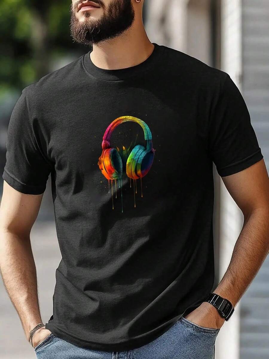 100% Round Neck T-Shirt |     Unmatched Softness And Breathability, Suitable For All Seasons, Regular Fit, Casual Style, Short Sleeves. - 黑色 - 查看 1