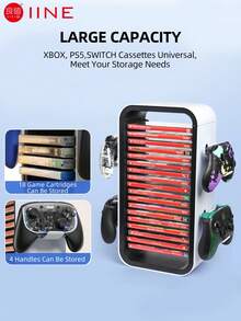 Estante de almacenamiento de tarjetas de juego IINE Caja de discos Casete Compatible con 2/1 Pro Compatible con Xbox Series X/S Compatible con Xbox One Compatible con Slim Compatible con Soporte de caja de tarjetas Soporte de almacenamiento de discos - Ver 4