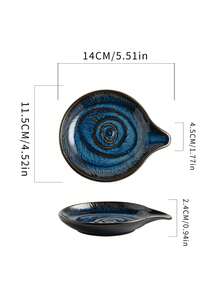1pc Japanese Style Ceramic Spoon Holder, Water Drop Glazed Kitchen Utensil Rack, Suitable For Spoons, Ladles And Cooking Utensils, Countertop Spoon Holder, Tea Table Accessory, Coffee Bar Decor, Home Kitchen Decoration - Multicolor - View 3