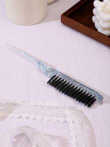 Glitter Transparent Acrylic Rat Tail Comb Hair Brush, Dense Tooth Nylon Volumizing Backcomb, Fine Point Hair Parting Braiding Tool, Root Lift High Crown Styling Brush, Suitable For Salon Stylists, Women Girls, All Hair Lengths And Curls, Daily Travel Use - Multicolor - View 8