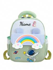 1pc Mini Back To School Personalized Customized Fashionable Cute Cartoon Rainbow, Unicorn, Astronaut Theme Backpack, Zipper Closure Nylon Material, Adjustable Shoulder Straps, Handheld, Suitable For School, Shopping, Outdoor Travel, Daily Use. Birthday Gift. - Multicolor - View 27